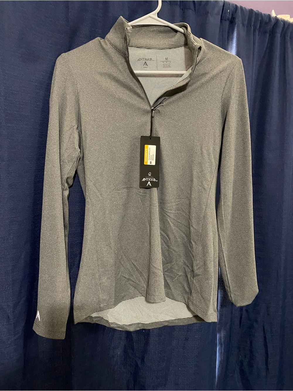 Antigua Gray Textured Quarter-Zip Pullover